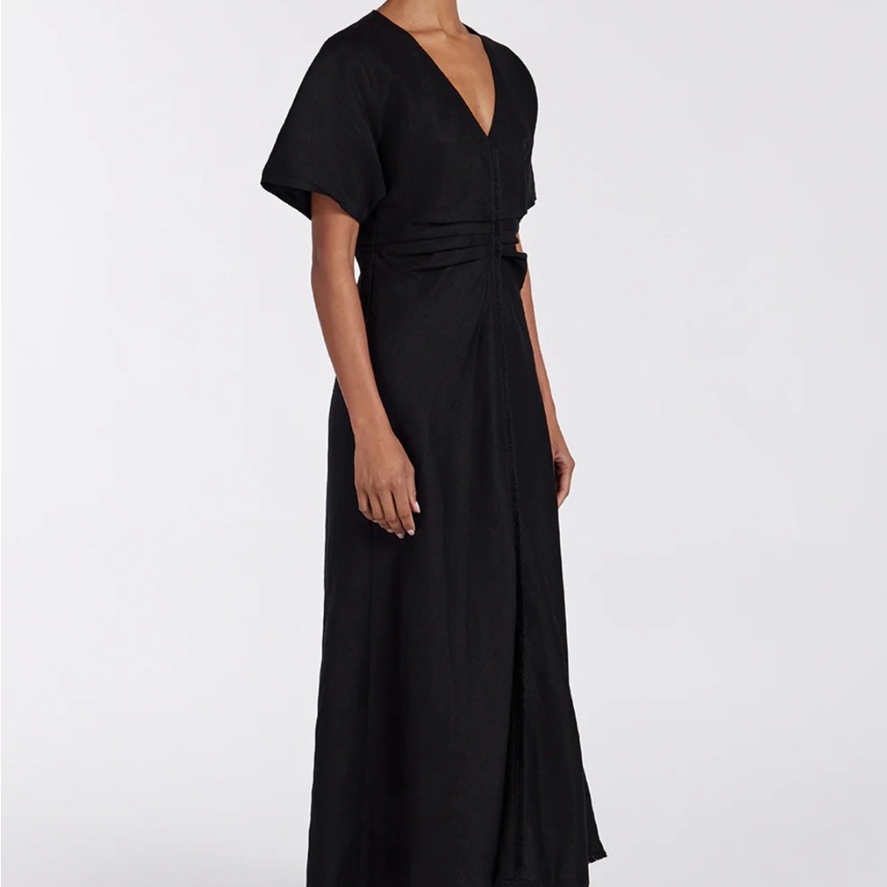 DISSH Linen fringing Black Midi Dress - Picture 4 of 7